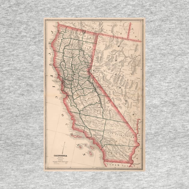 Vintage Map of California (1883) by Bravuramedia